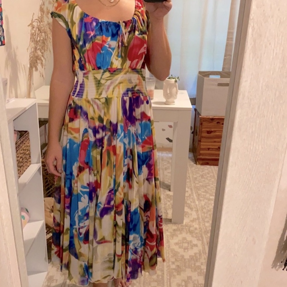 Gorgeous multicolor abstract Theodore + Chelsea maxi dress